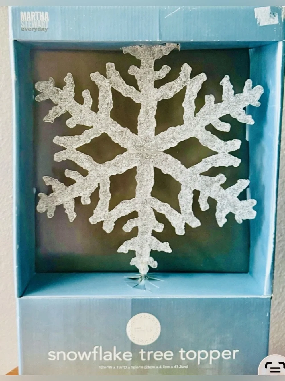 MARTHA STEWART EVERYDAY ICE CYCLE SNOWFLAKE TREE TOPPER 10.5”WX16.5”H~NEW